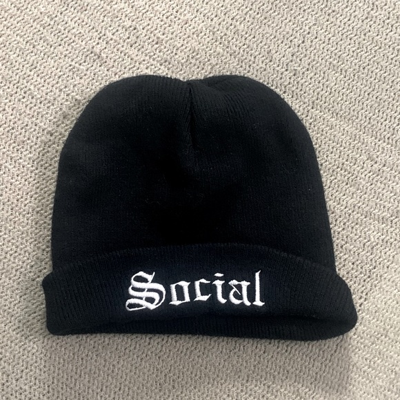 Social Embroidered Beanie Hat - Picture 4 of 6